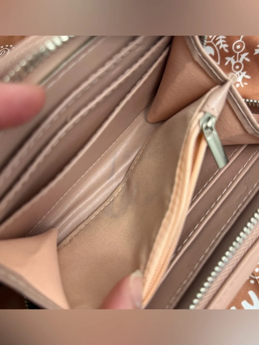 Ellen Tracy Quilted Zip Around Wallet Blush Pink Faux Leather